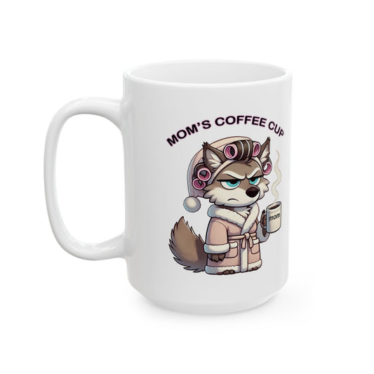 CURLERS AND COFFEE BLUE EYES MOMS COFFEE CUP-MOM-CUP -MUG