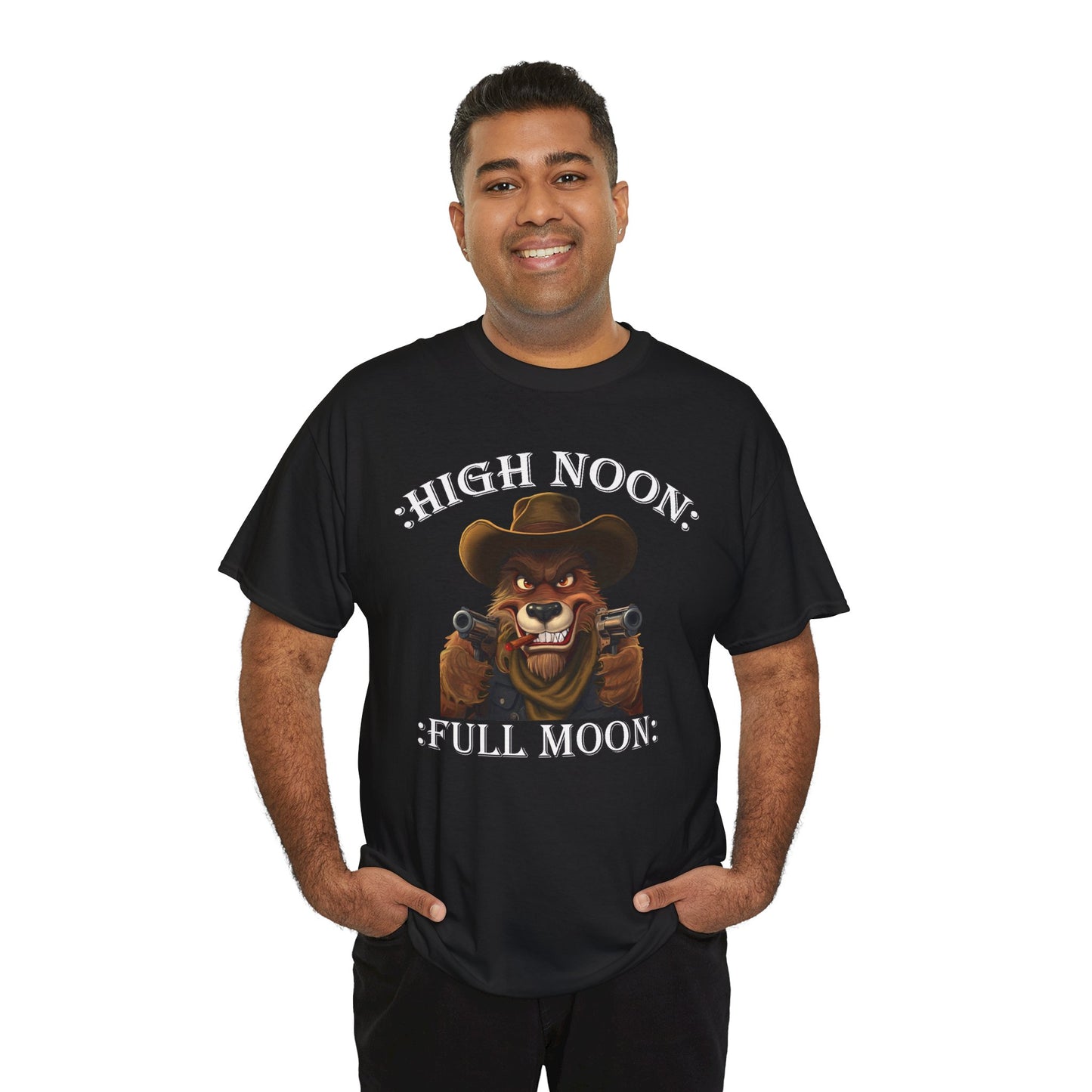 Six shooter Wolf T-Shirt - "High Noon, Full Moon" Graphic Tee