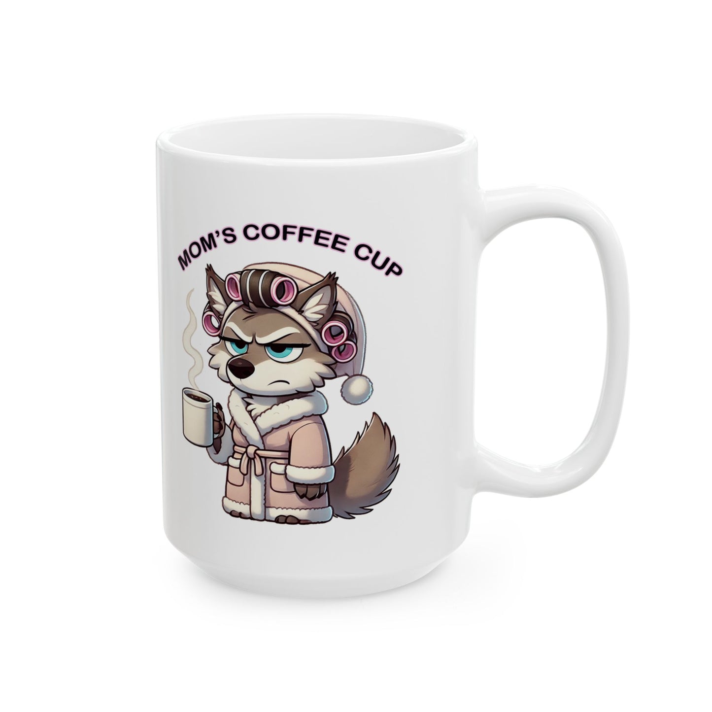 CURLERS AND COFFEE BLUE EYES- MOMS COFFEE CUP- - MUG