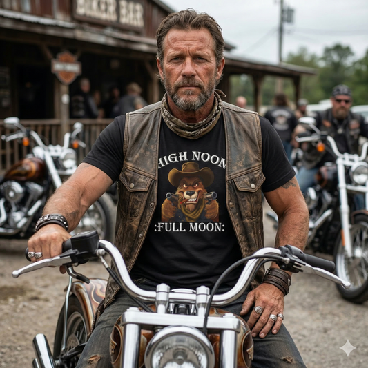 Six shooter Wolf T-Shirt - "High Noon, Full Moon" Graphic Tee