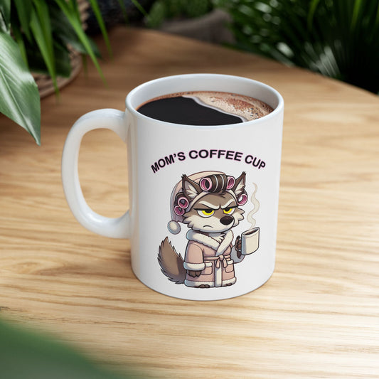 CURLERS AND COFFEE YELLOW EYES MOMS COFFEE CUP - MUG