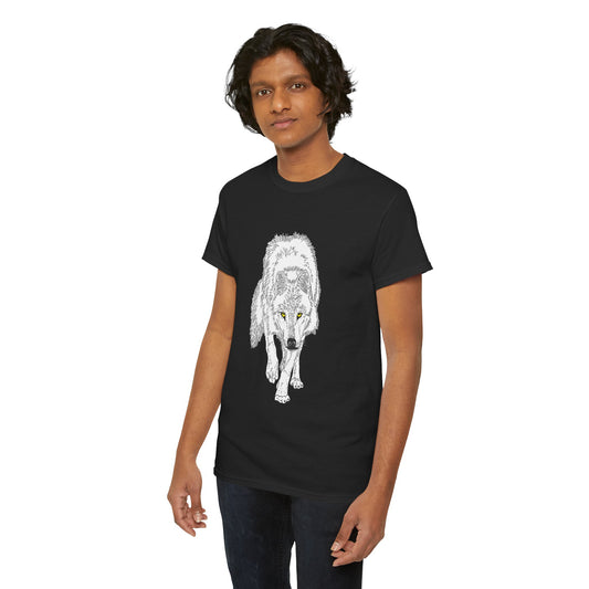 Stalking Wolf - T‑Shirt Dark Background