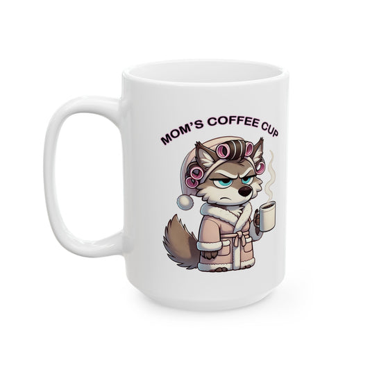 CURLERS AND COFFEE BLUE EYES- MOMS COFFEE CUP- - MUG