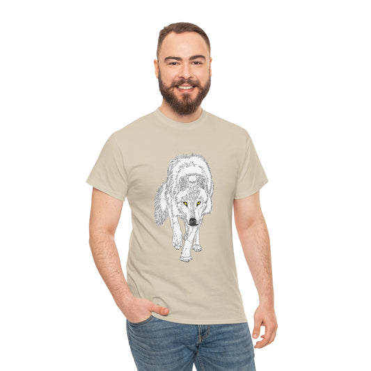 Stalking Wolf - T‑Shirt Dark Background