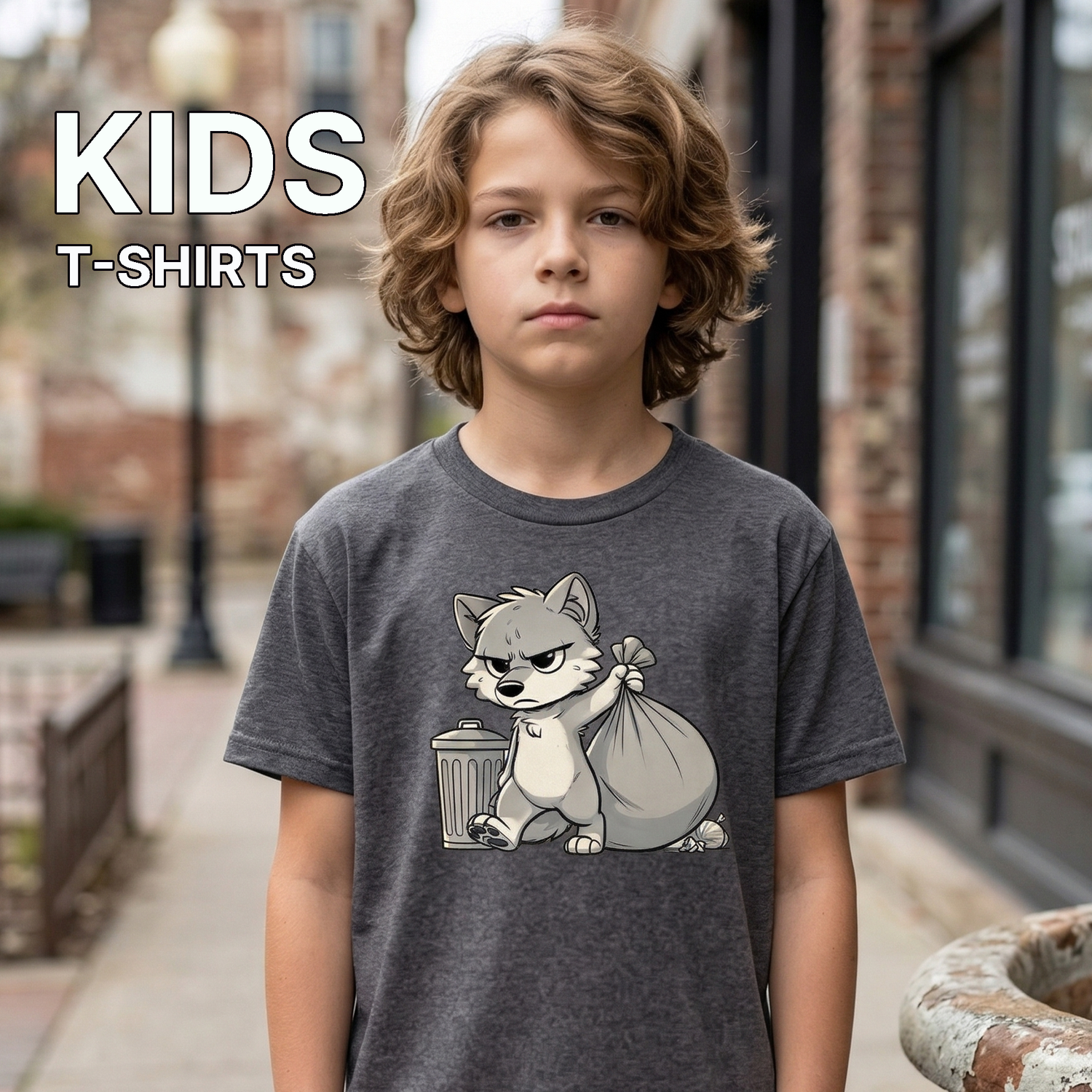 Grumpy Wolf Kids T-Shirts