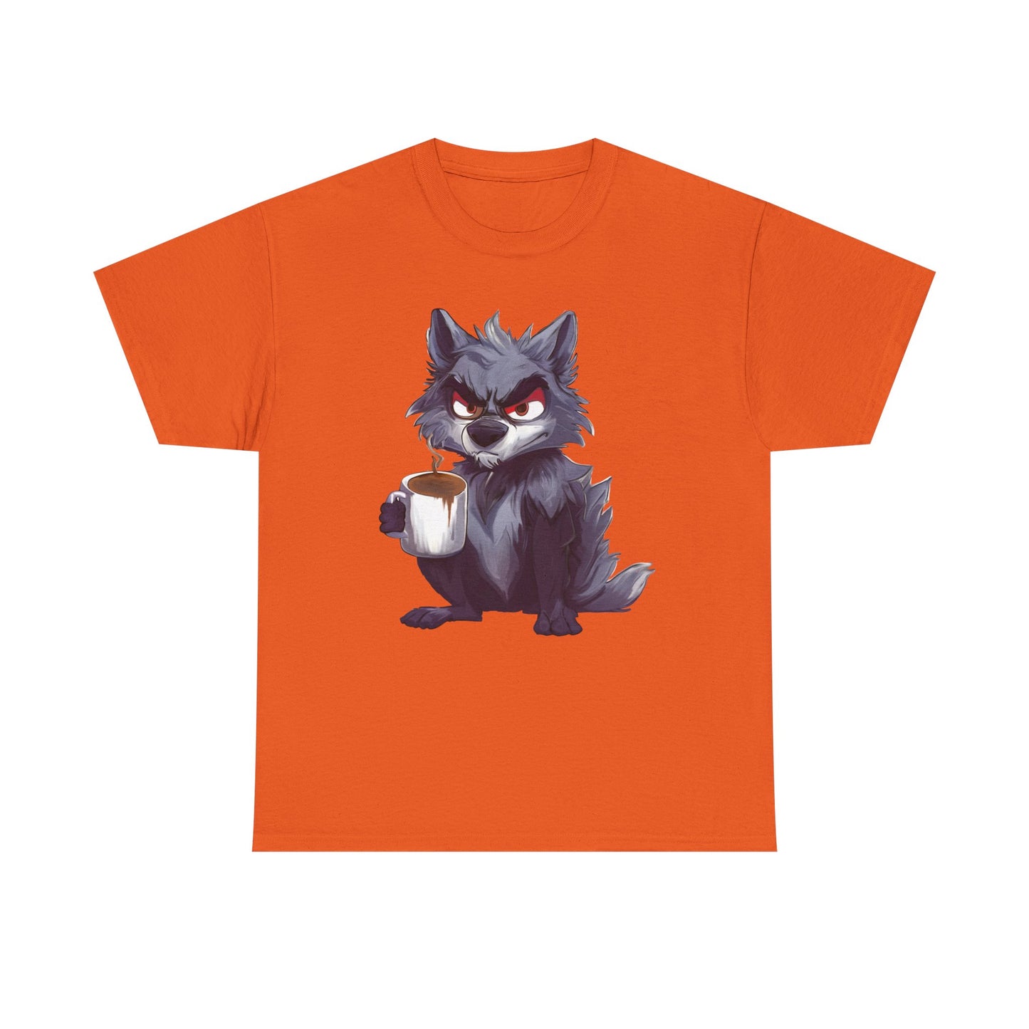 SCUFFY WOLF WITH COFFEE T-SHIRT