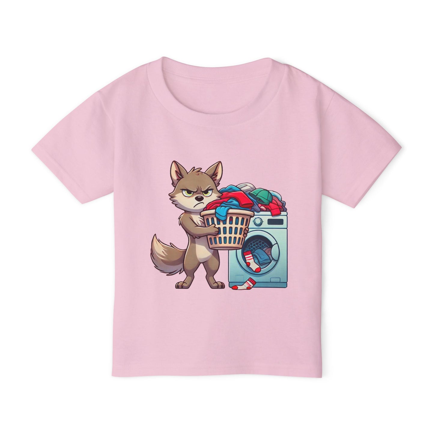 Toddler T-Shirt — Grumpy Wolf Kid Doing Laundry