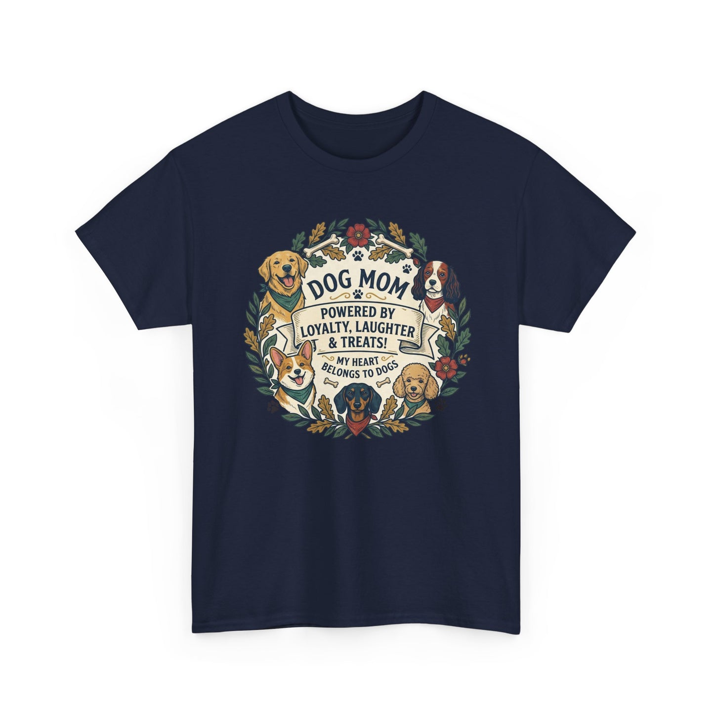 Dog Mom T-Shirt —  Floral Paw Print Tee