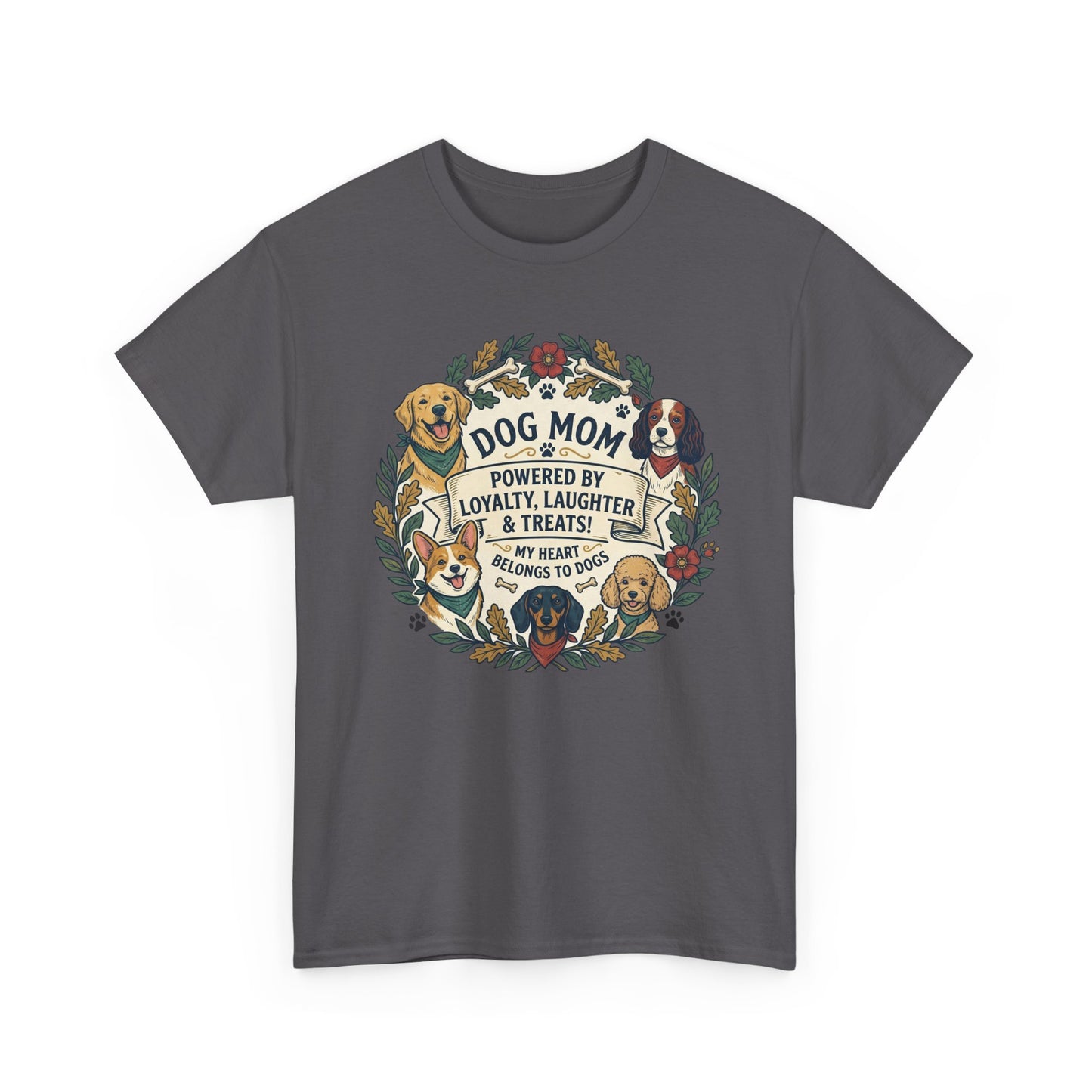 Dog Mom T-Shirt —  Floral Paw Print Tee