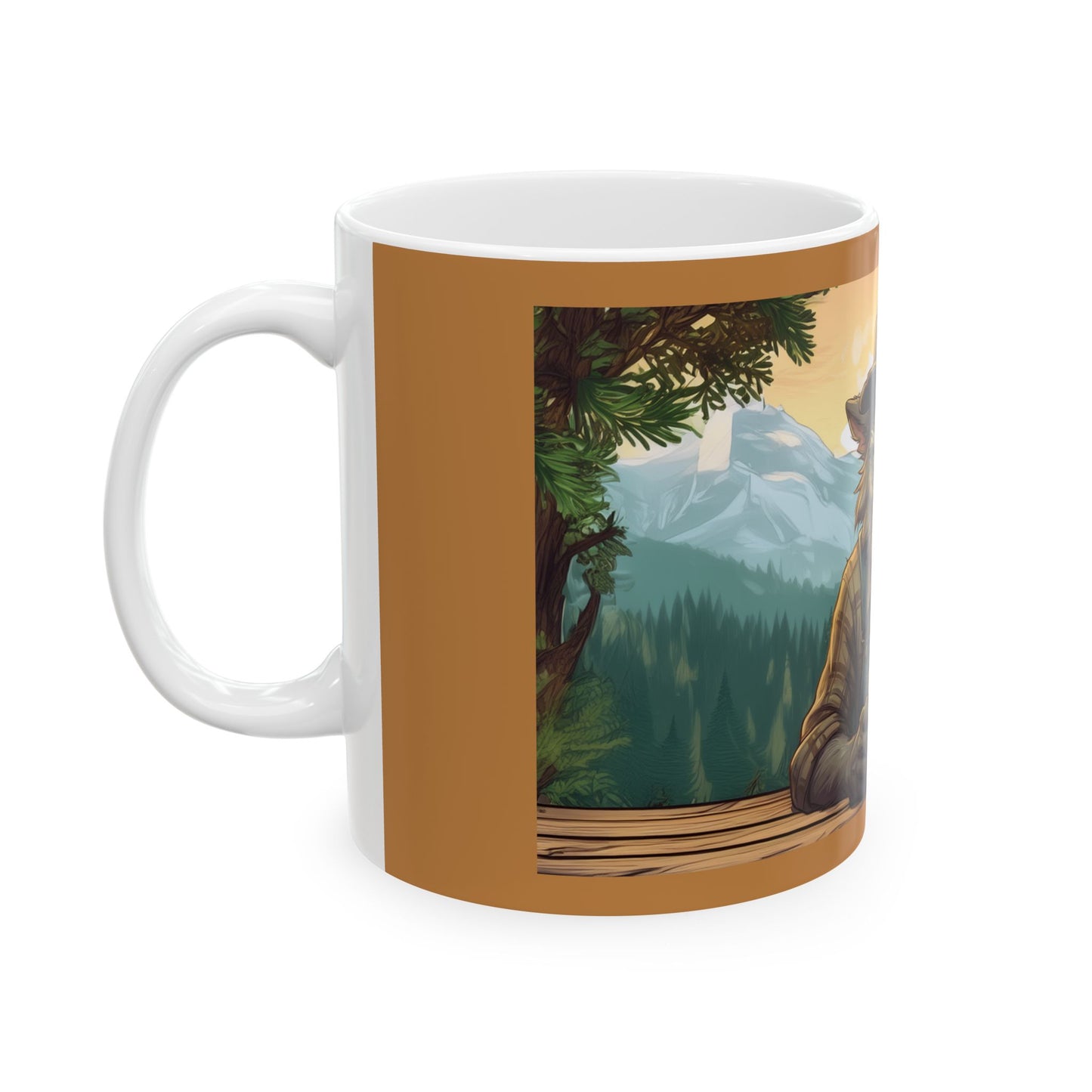 Grumpy Woodsman Wolf Coffee Mug — Rustic Mountain Camping Ceramic Mug (11oz/15oz)