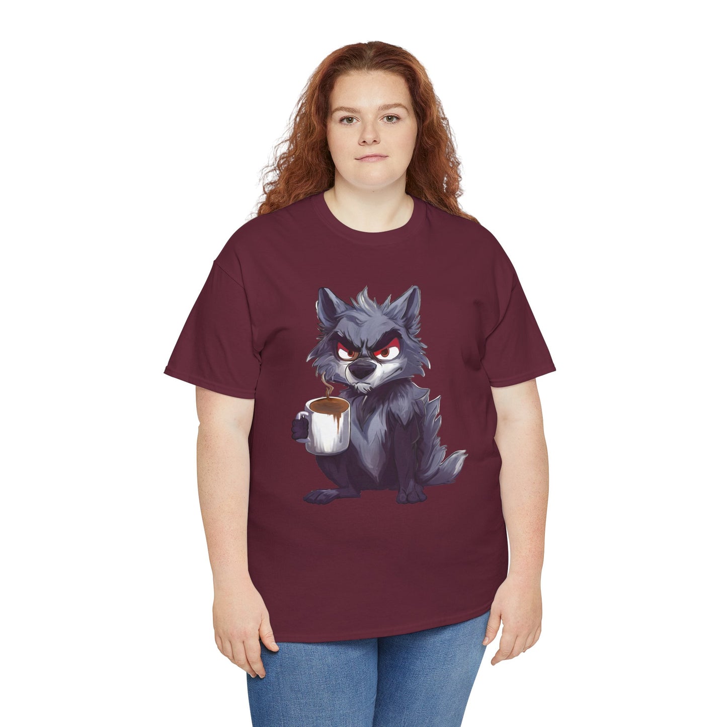 SCUFFY WOLF WITH COFFEE T-SHIRT