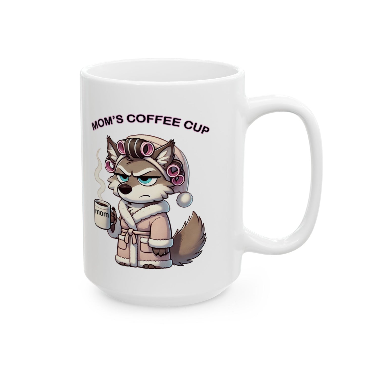 CURLERS AND COFFEE BLUE EYES MOMS COFFEE CUP-MOM-CUP -MUG
