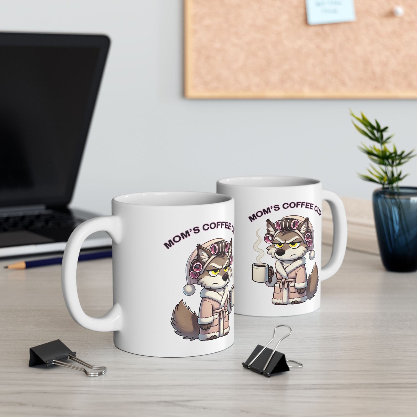 CURLERS AND COFFEE YELLOW EYES MOMS COFFEE CUP MOM CUP - MUG