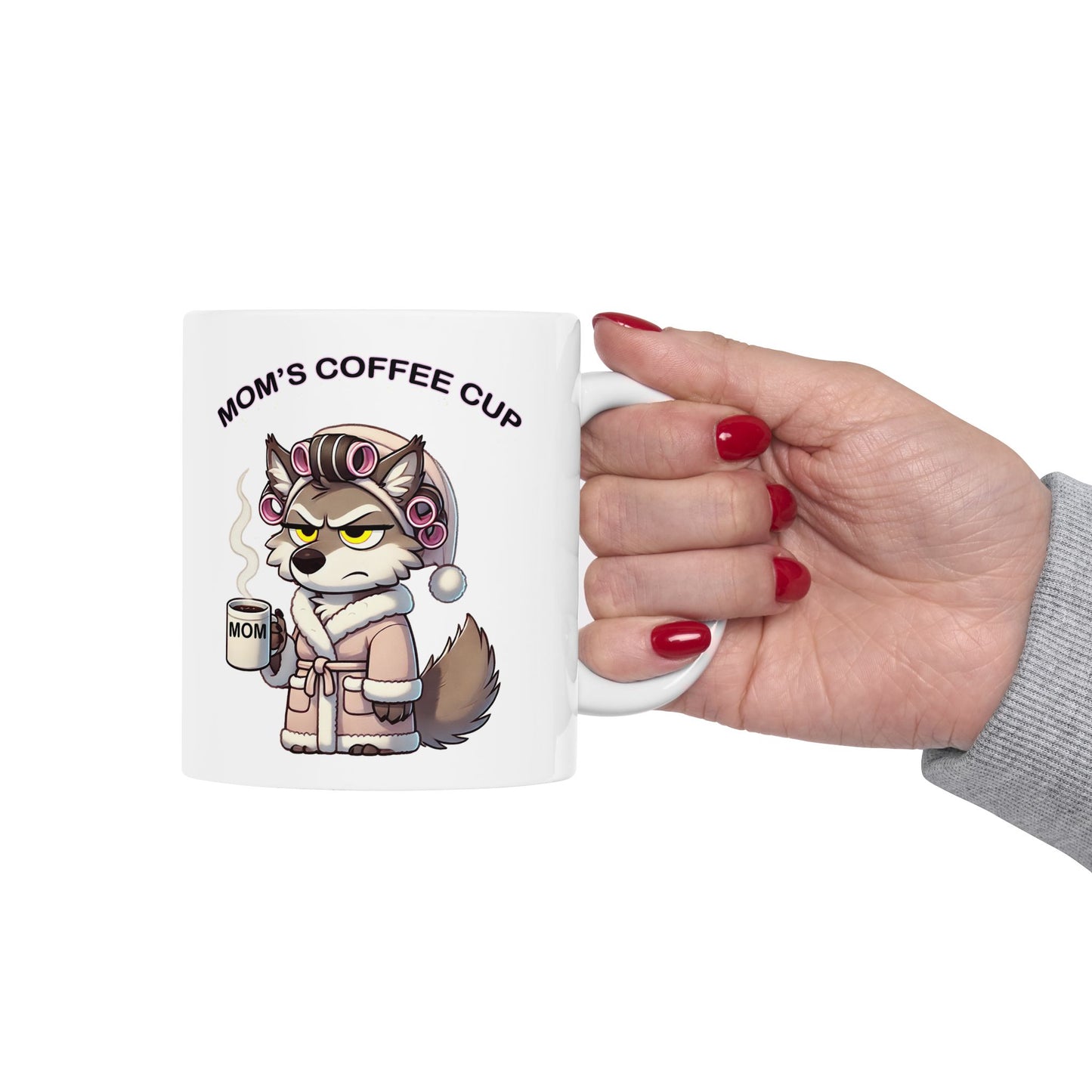 CURLERS AND COFFEE YELLOW EYES MOMS COFFEE CUP MOM CUP - MUG
