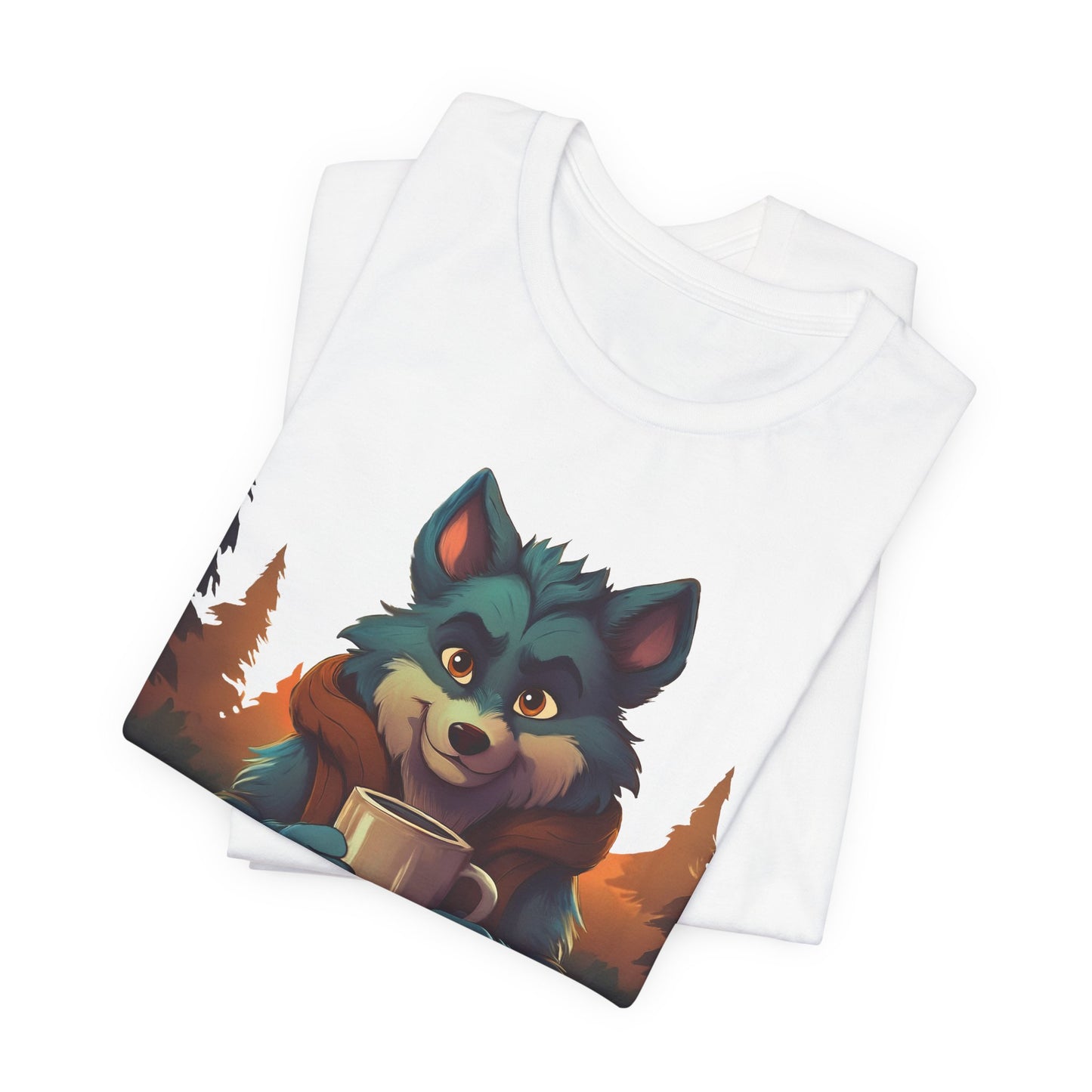 Happy Camper Wolf with coffee