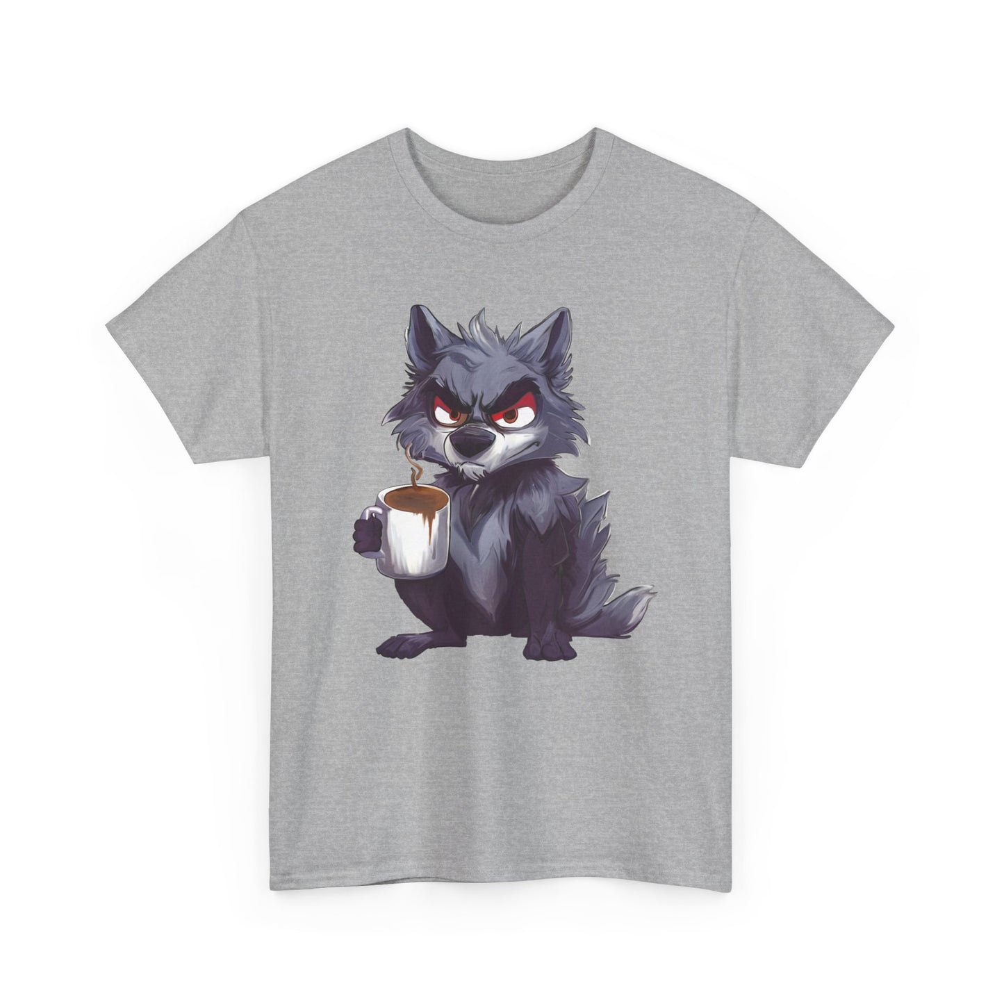 SCUFFY WOLF WITH COFFEE T-SHIRT