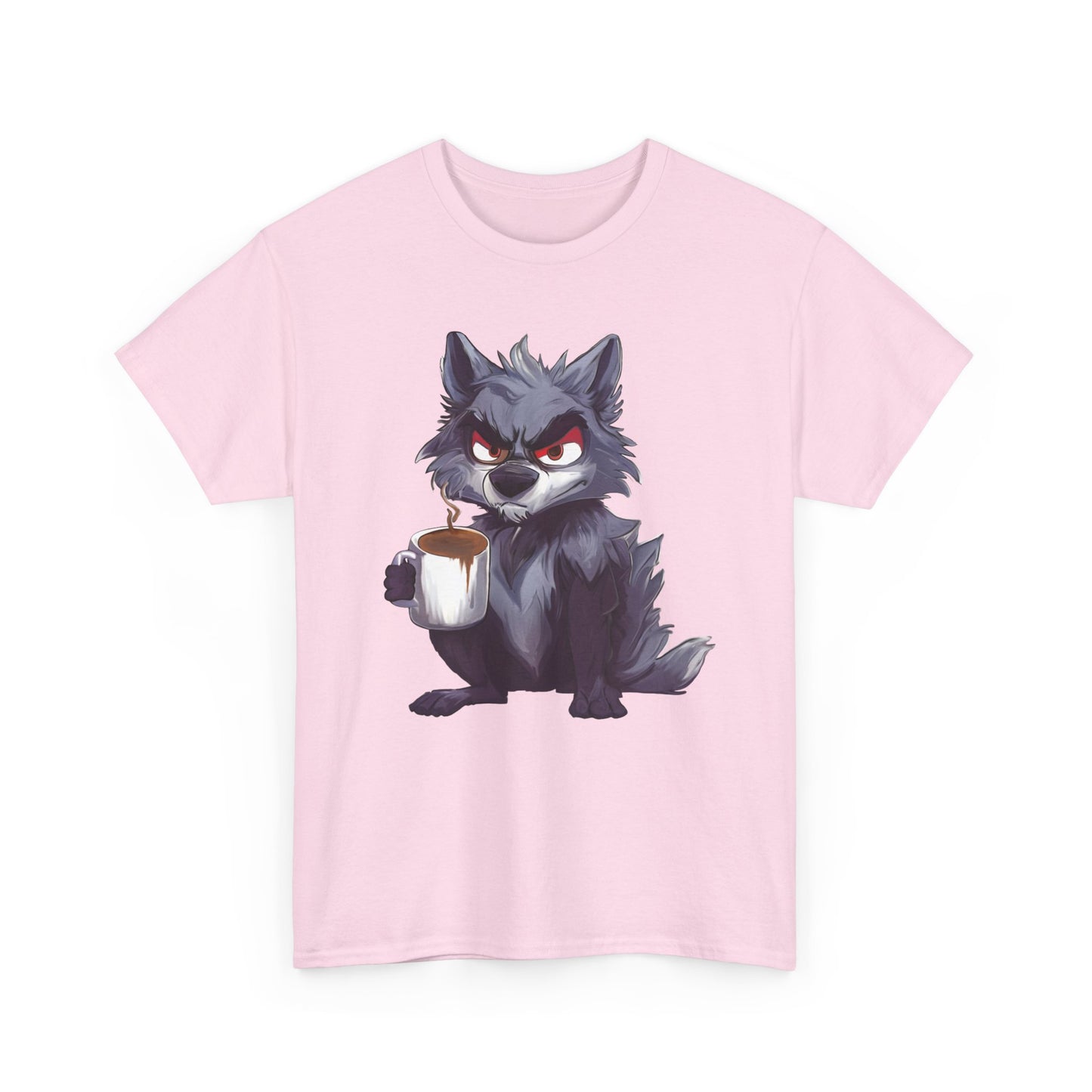 SCUFFY WOLF WITH COFFEE T-SHIRT