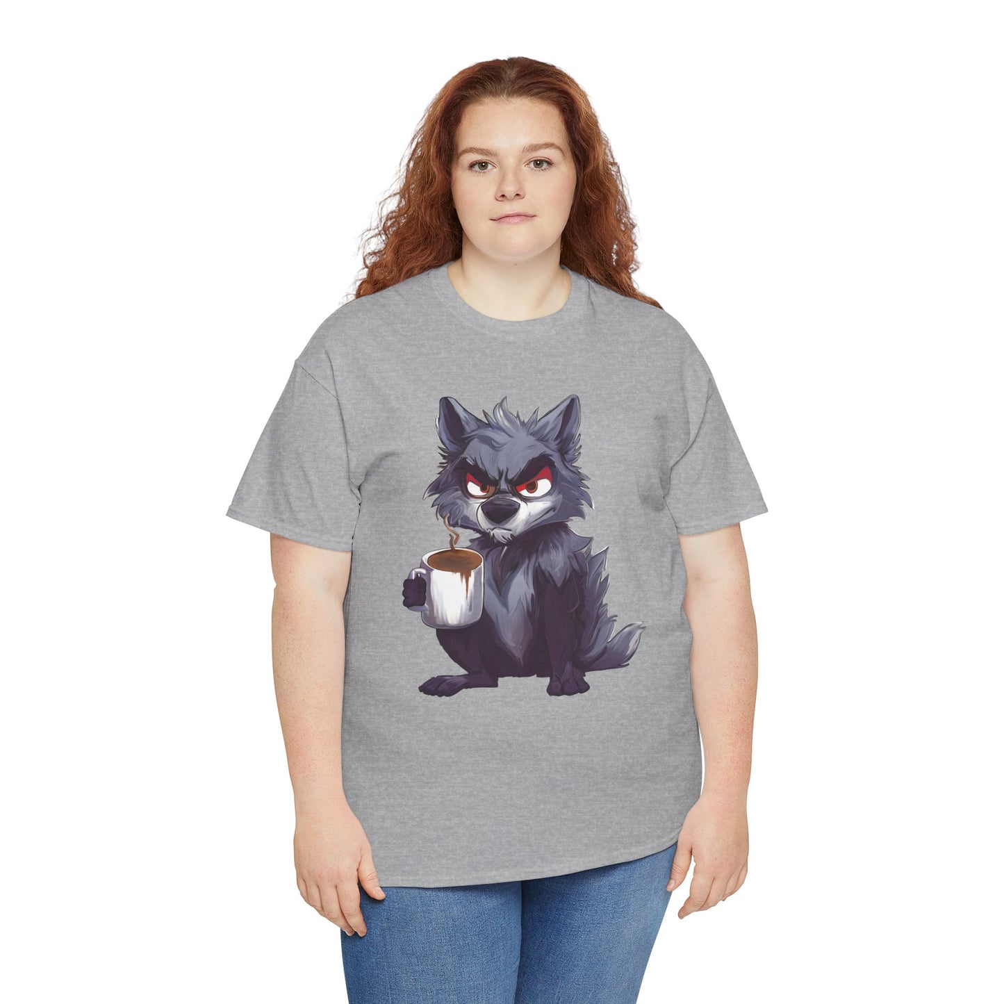 SCUFFY WOLF WITH COFFEE T-SHIRT