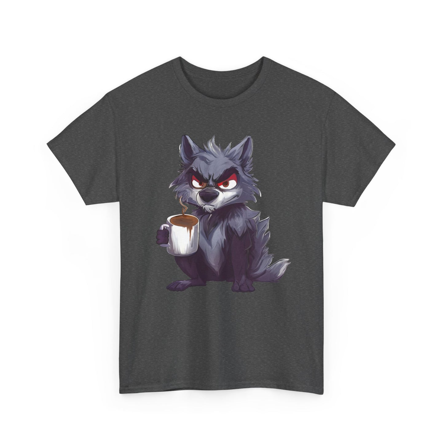 SCUFFY WOLF WITH COFFEE T-SHIRT