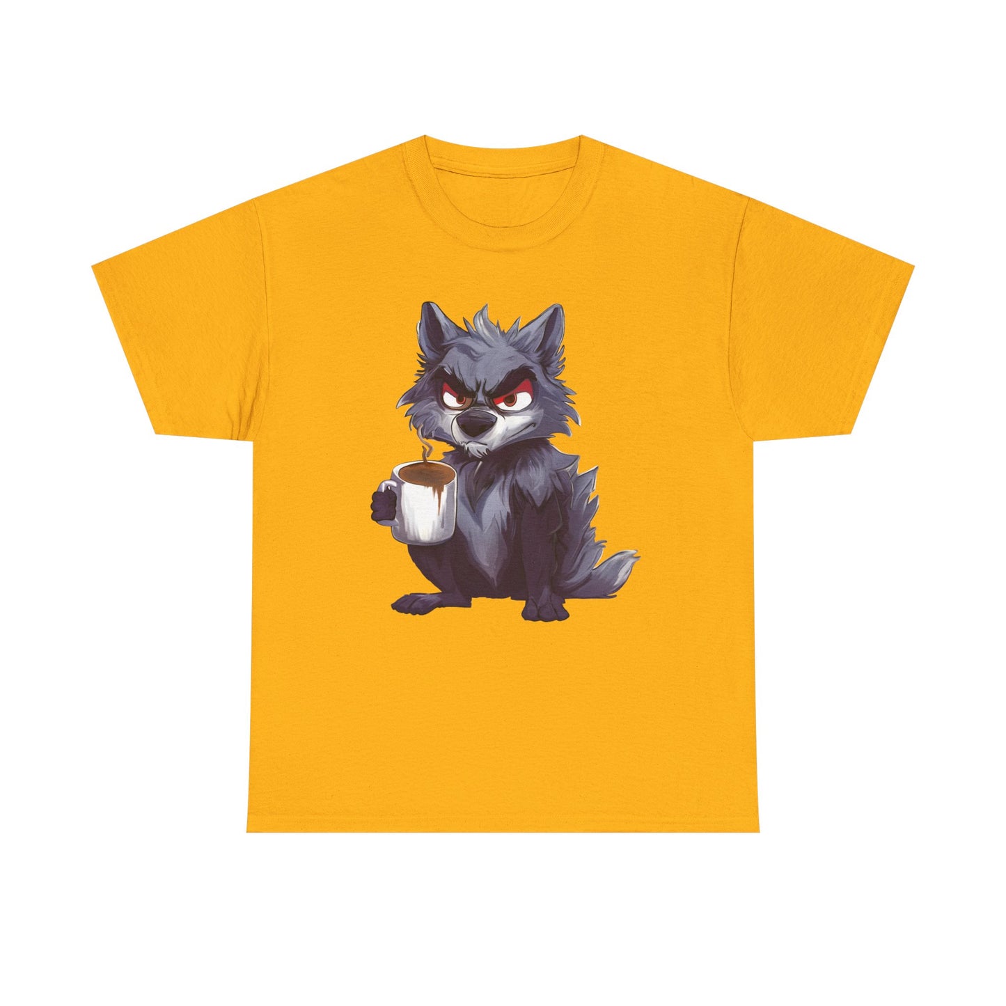 SCUFFY WOLF WITH COFFEE T-SHIRT
