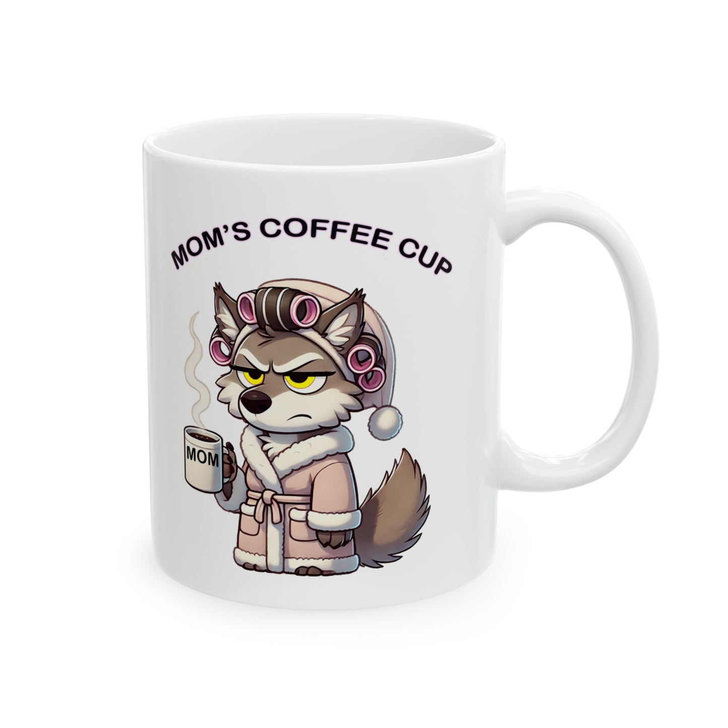 CURLERS AND COFFEE YELLOW EYES MOMS COFFEE CUP MOM CUP - MUG