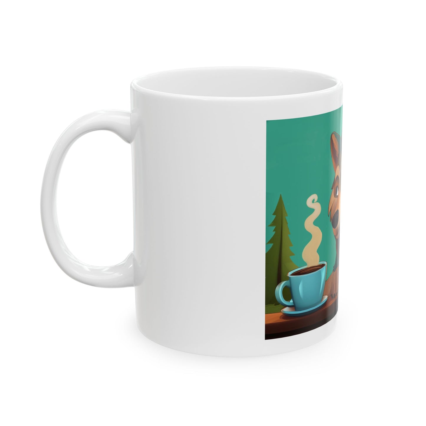 Thinking of You Cute Wolf with Cup Ceramic Mug (11oz & 15oz)