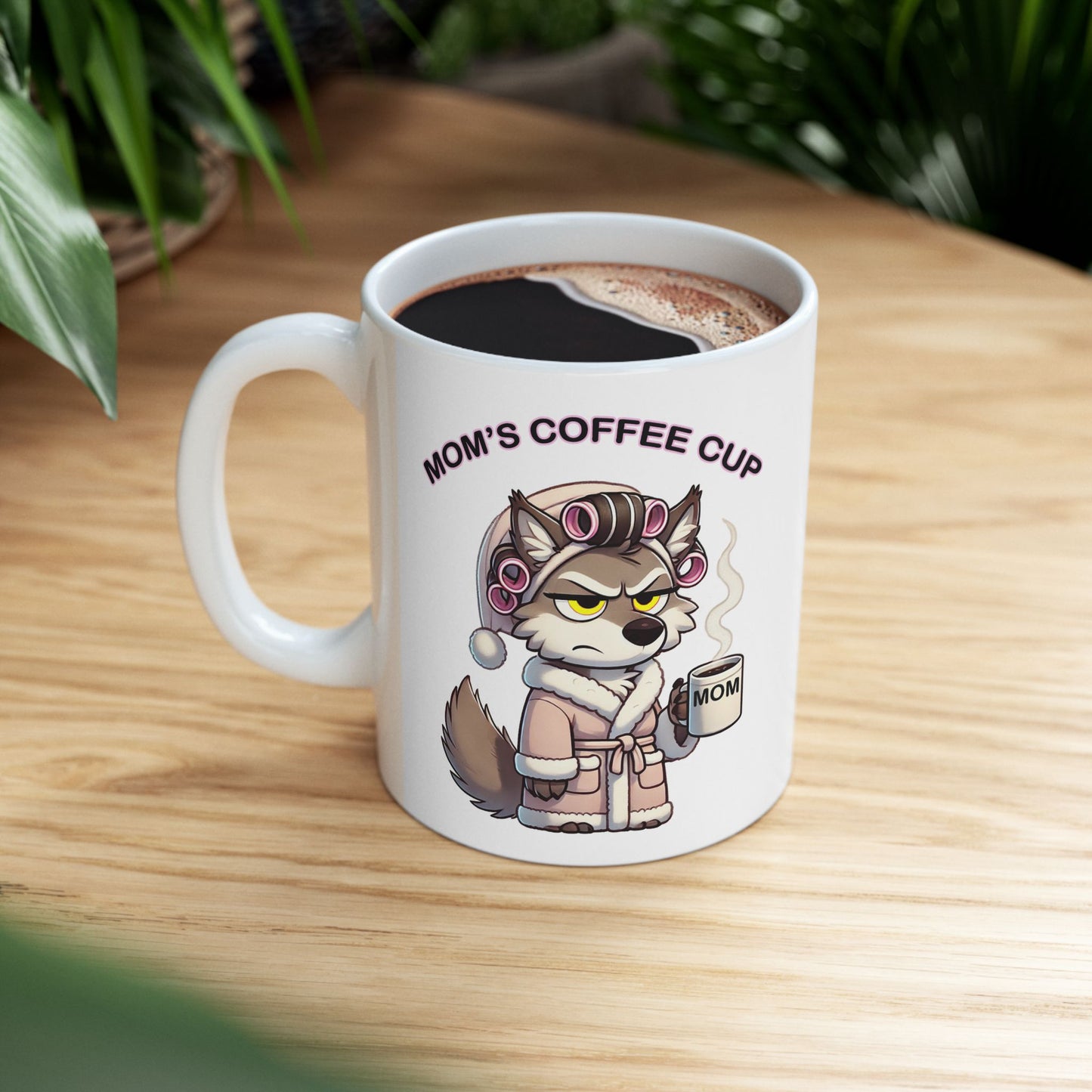 CURLERS AND COFFEE YELLOW EYES MOMS COFFEE CUP MOM CUP - MUG