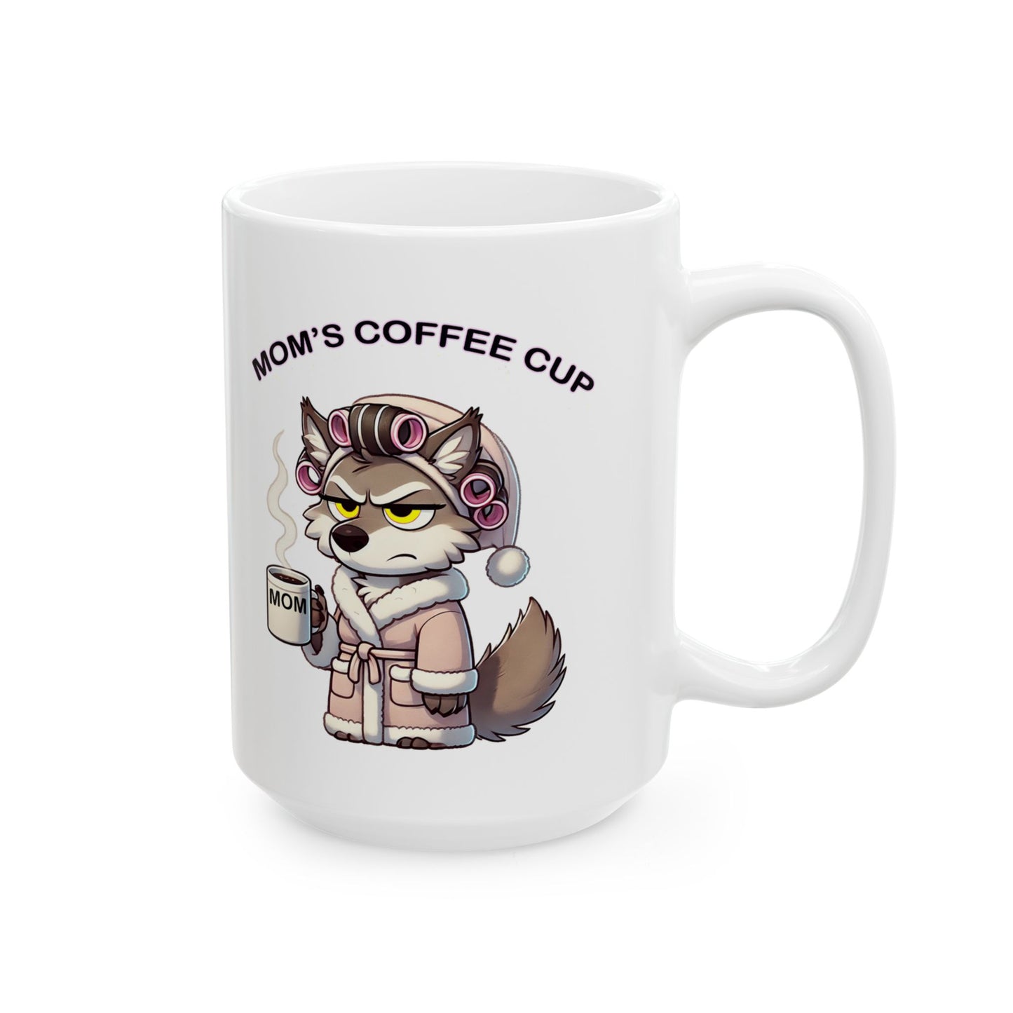 CURLERS AND COFFEE YELLOW EYES MOMS COFFEE CUP MOM CUP - MUG