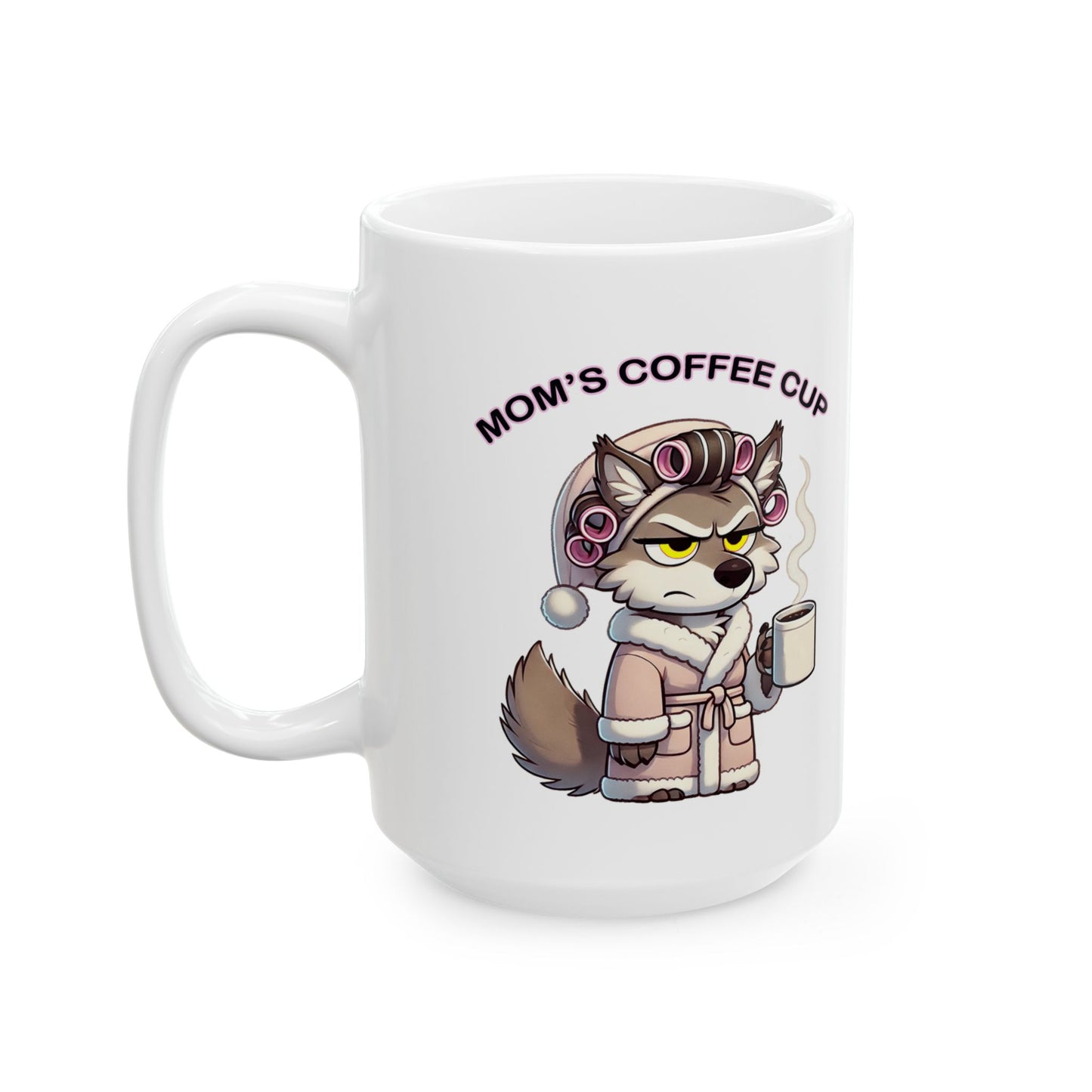 CURLERS AND COFFEE YELLOW EYES MOMS COFFEE CUP MOM CUP - MUG