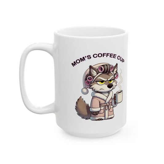 CURLERS AND COFFEE YELLOW EYES MOMS COFFEE CUP MOM CUP - MUG