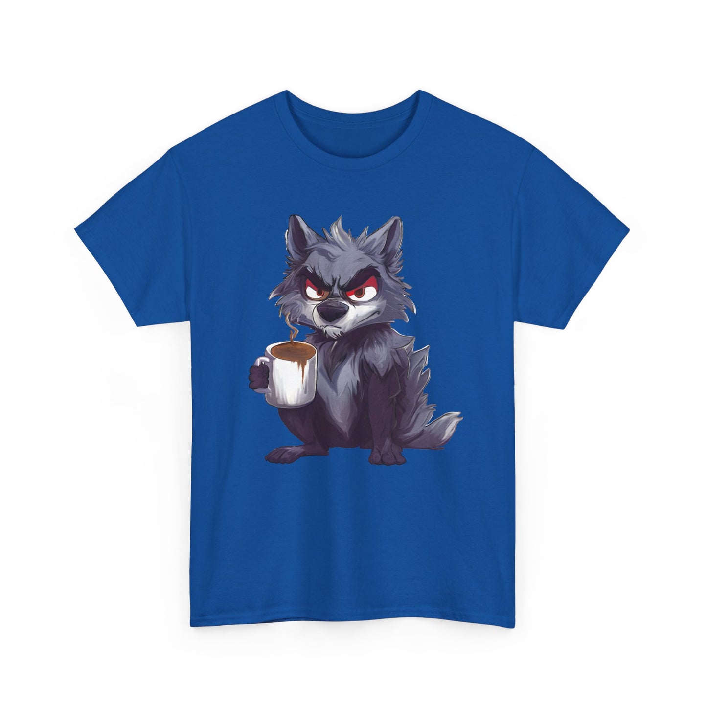 SCUFFY WOLF WITH COFFEE T-SHIRT