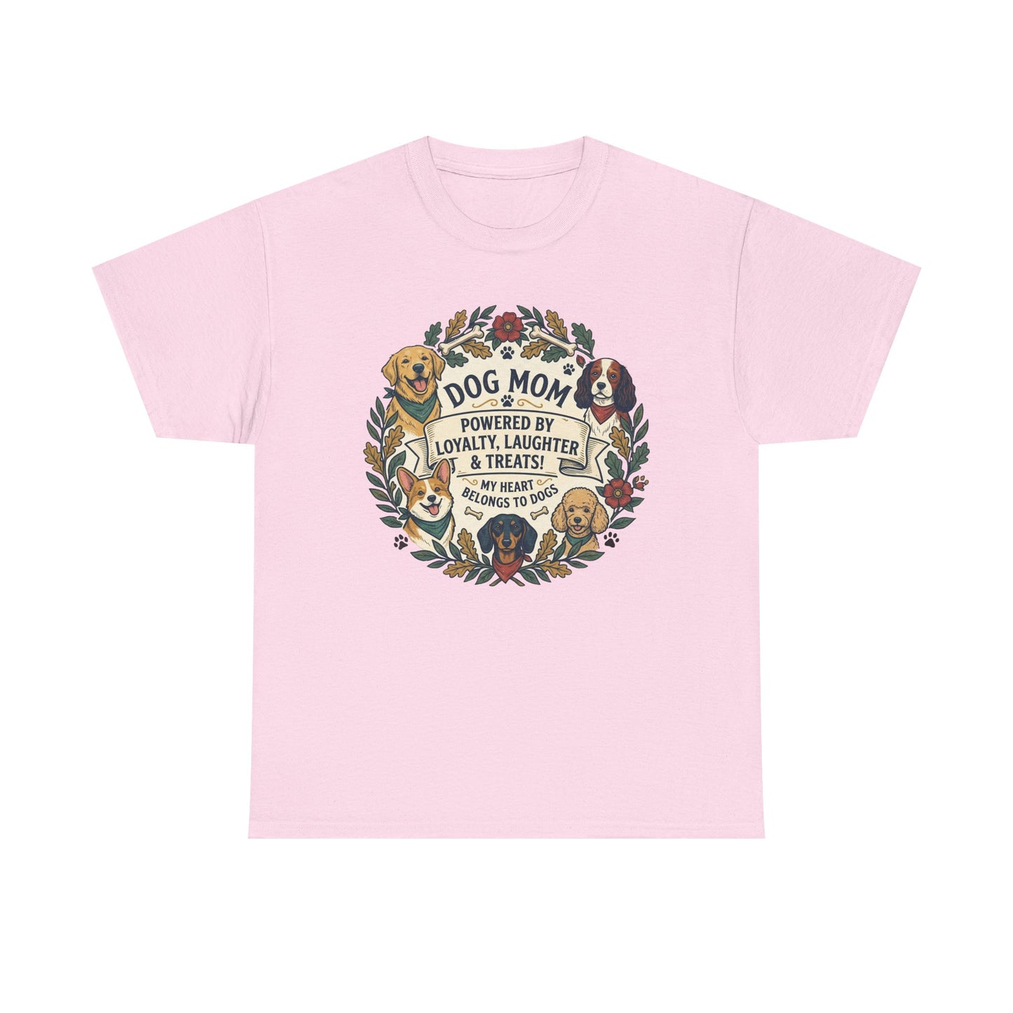 Dog Mom T-Shirt —  Floral Paw Print Tee