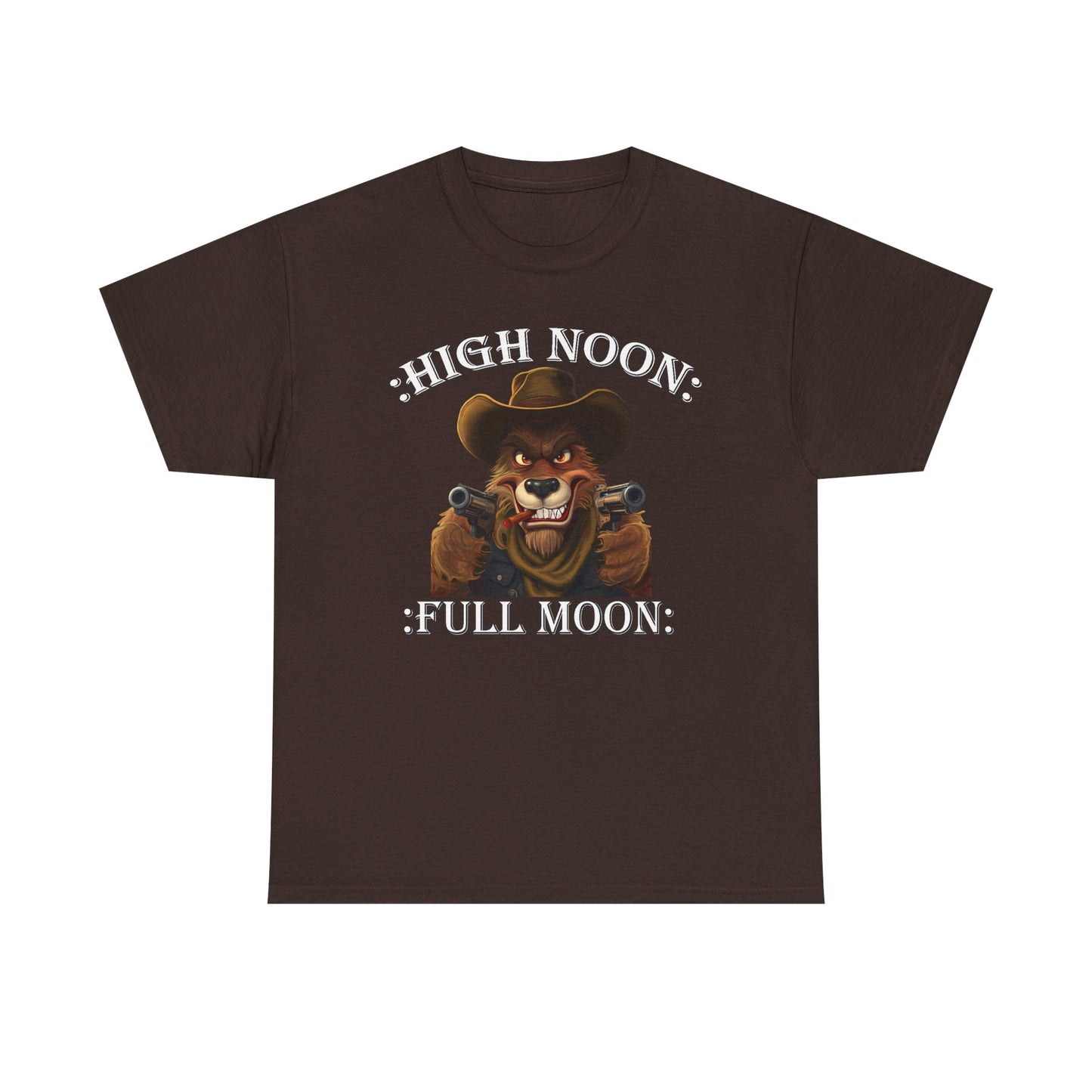 Six shooter Wolf  T-Shirt - "High Noon, Full Moon" Graphic Tee