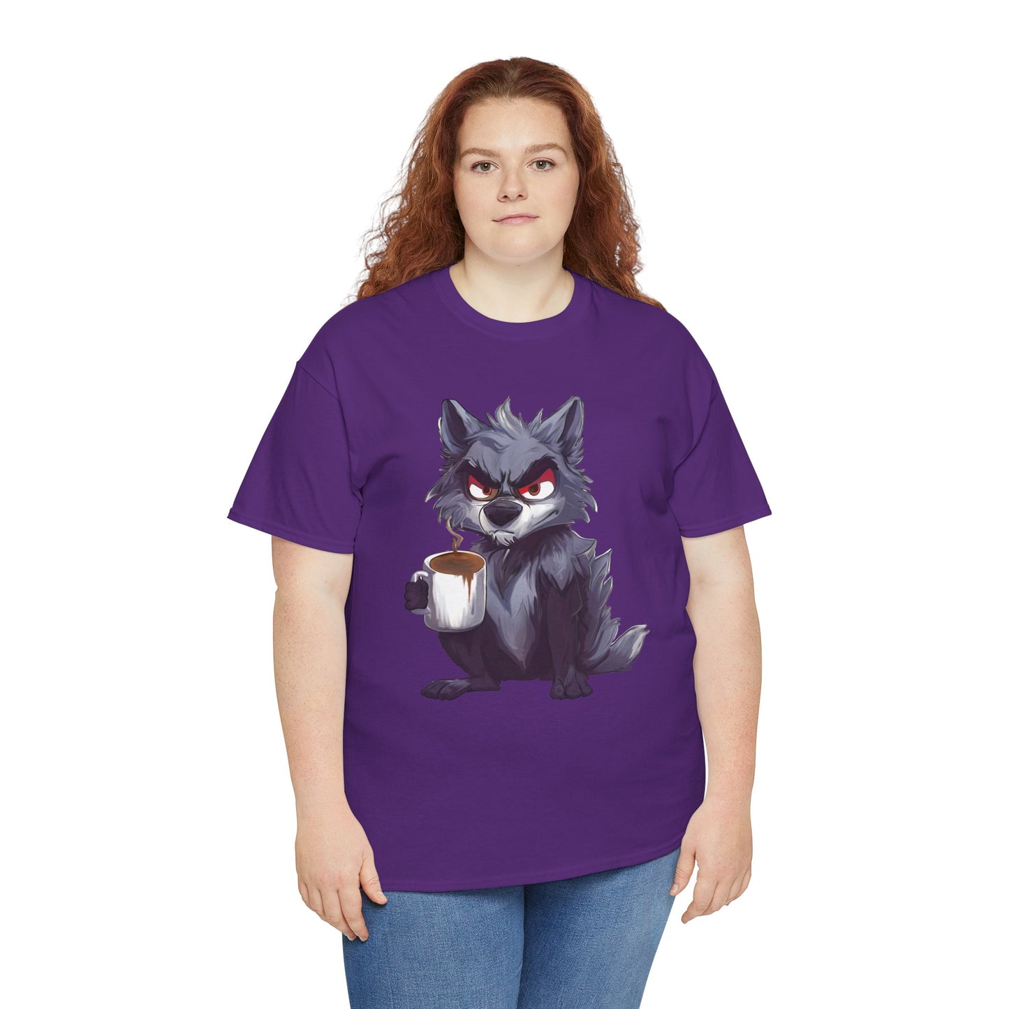 SCUFFY WOLF WITH COFFEE T-SHIRT