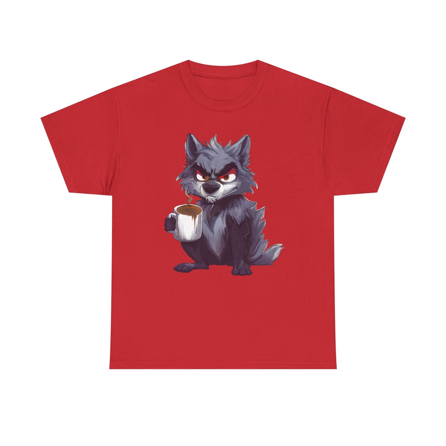 SCUFFY WOLF WITH COFFEE T-SHIRT