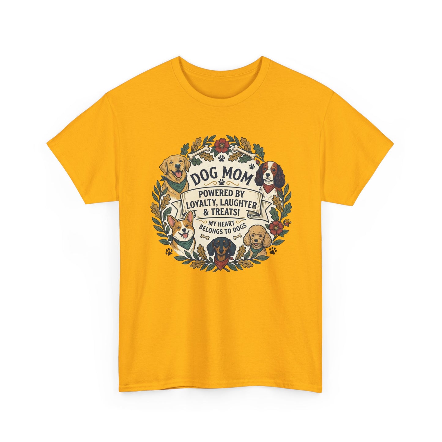 Dog Mom T-Shirt —  Floral Paw Print Tee
