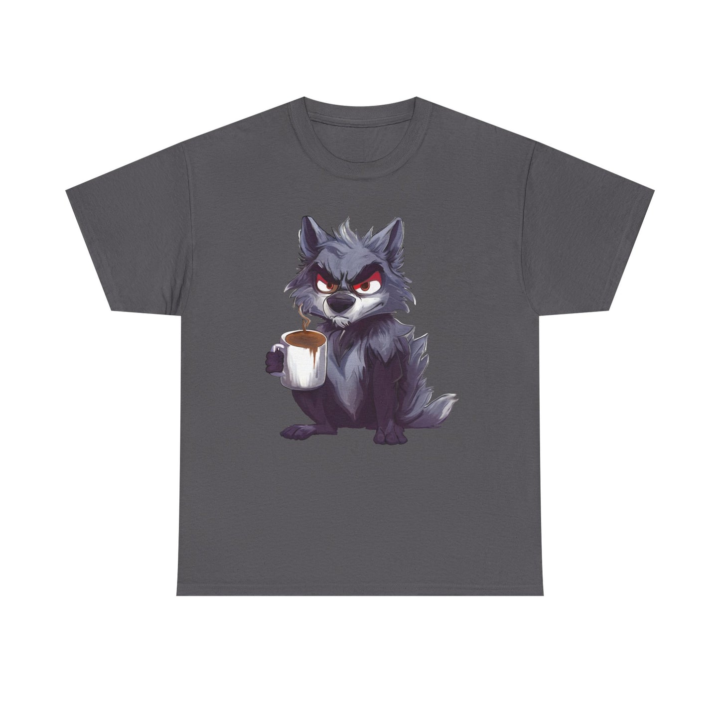 SCUFFY WOLF WITH COFFEE T-SHIRT
