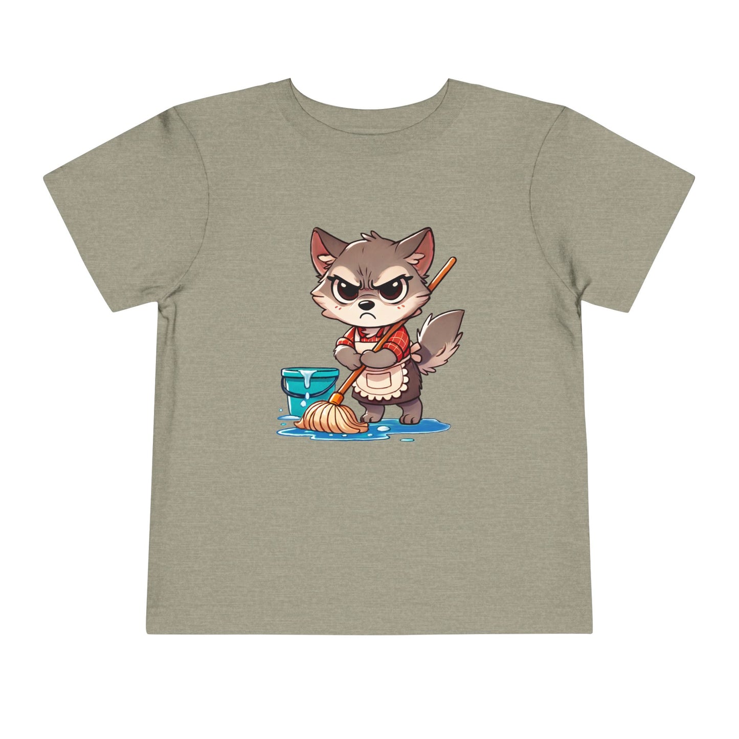 Toddler Tee — Grumpy Wolf girl with mop