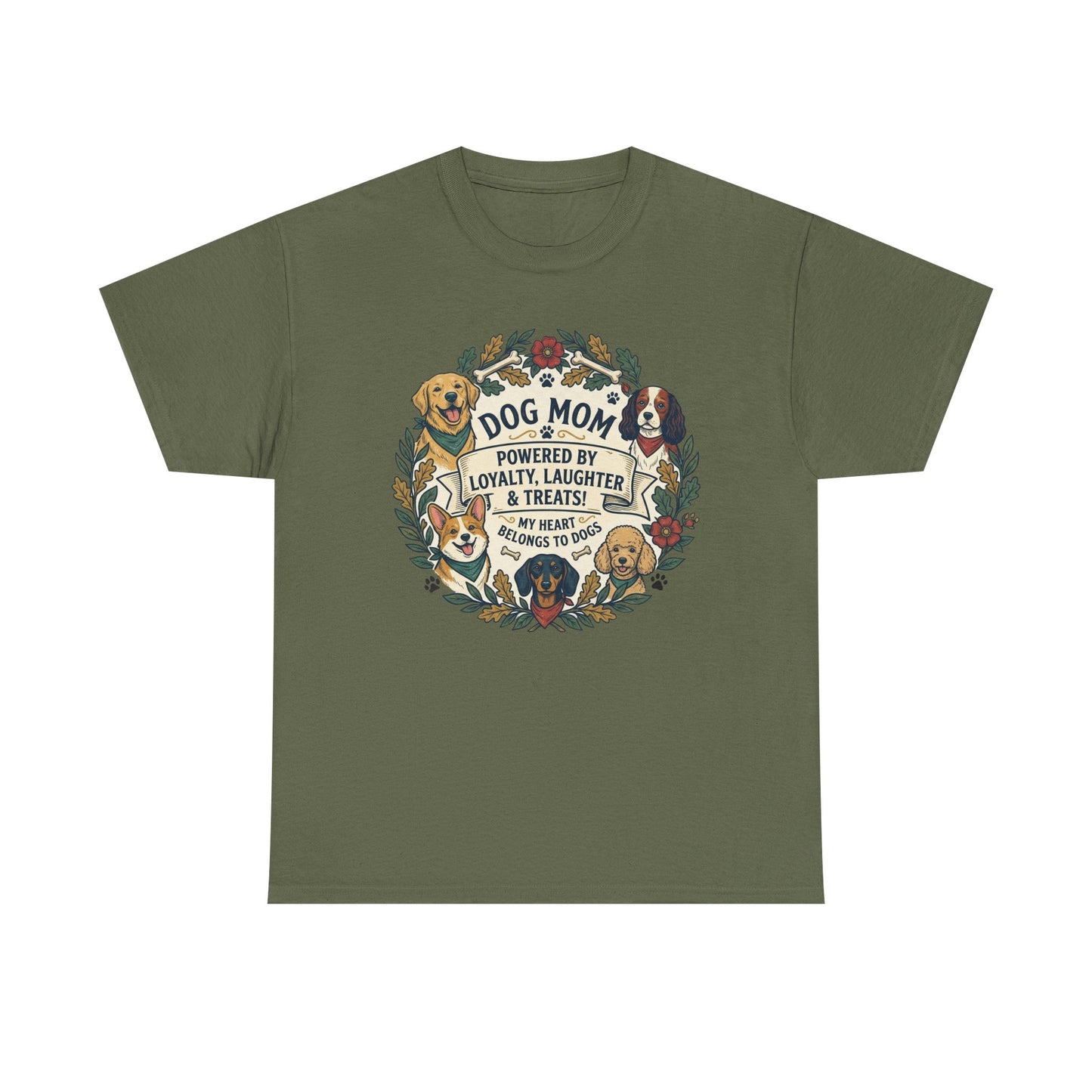 Dog Mom T-Shirt —  Floral Paw Print Tee