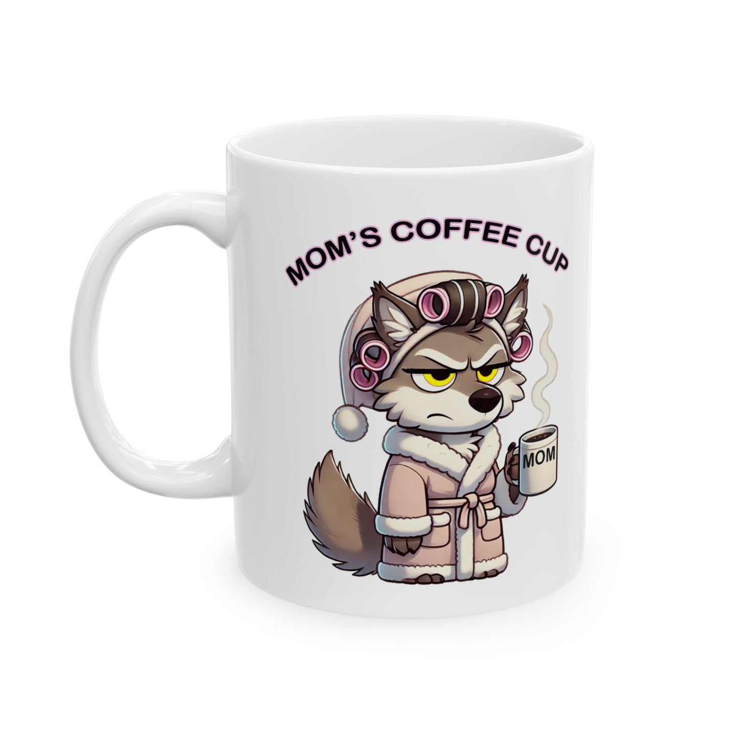 CURLERS AND COFFEE YELLOW EYES MOMS COFFEE CUP MOM CUP - MUG