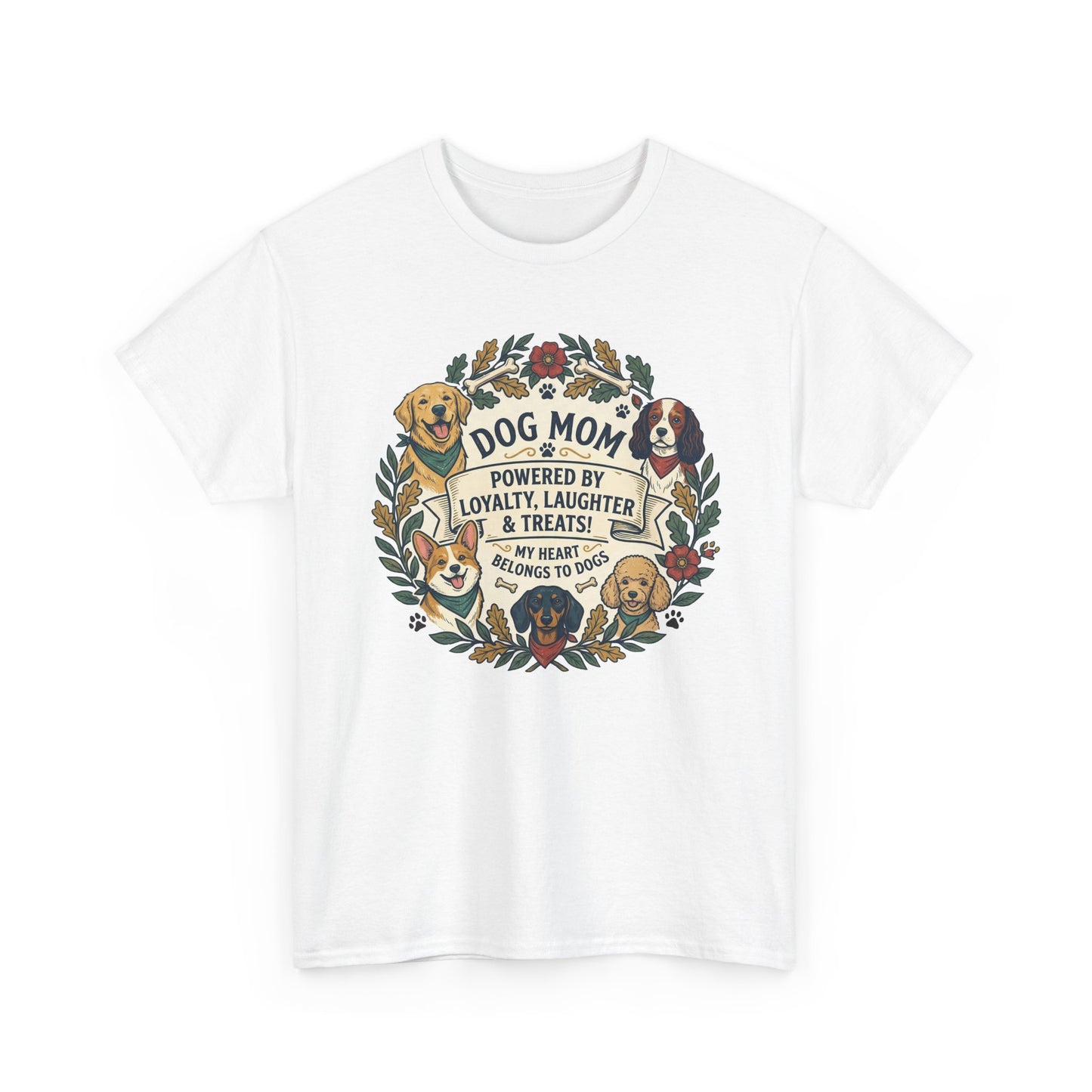 Dog Mom T-Shirt —  Floral Paw Print Tee