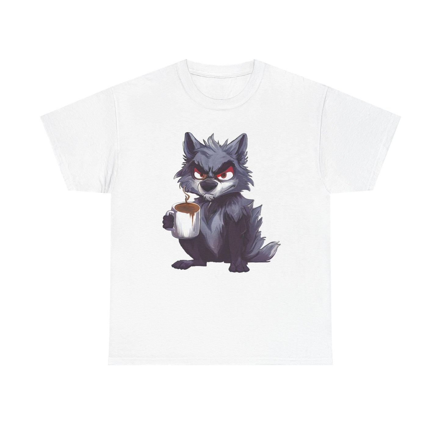 SCUFFY WOLF WITH COFFEE T-SHIRT