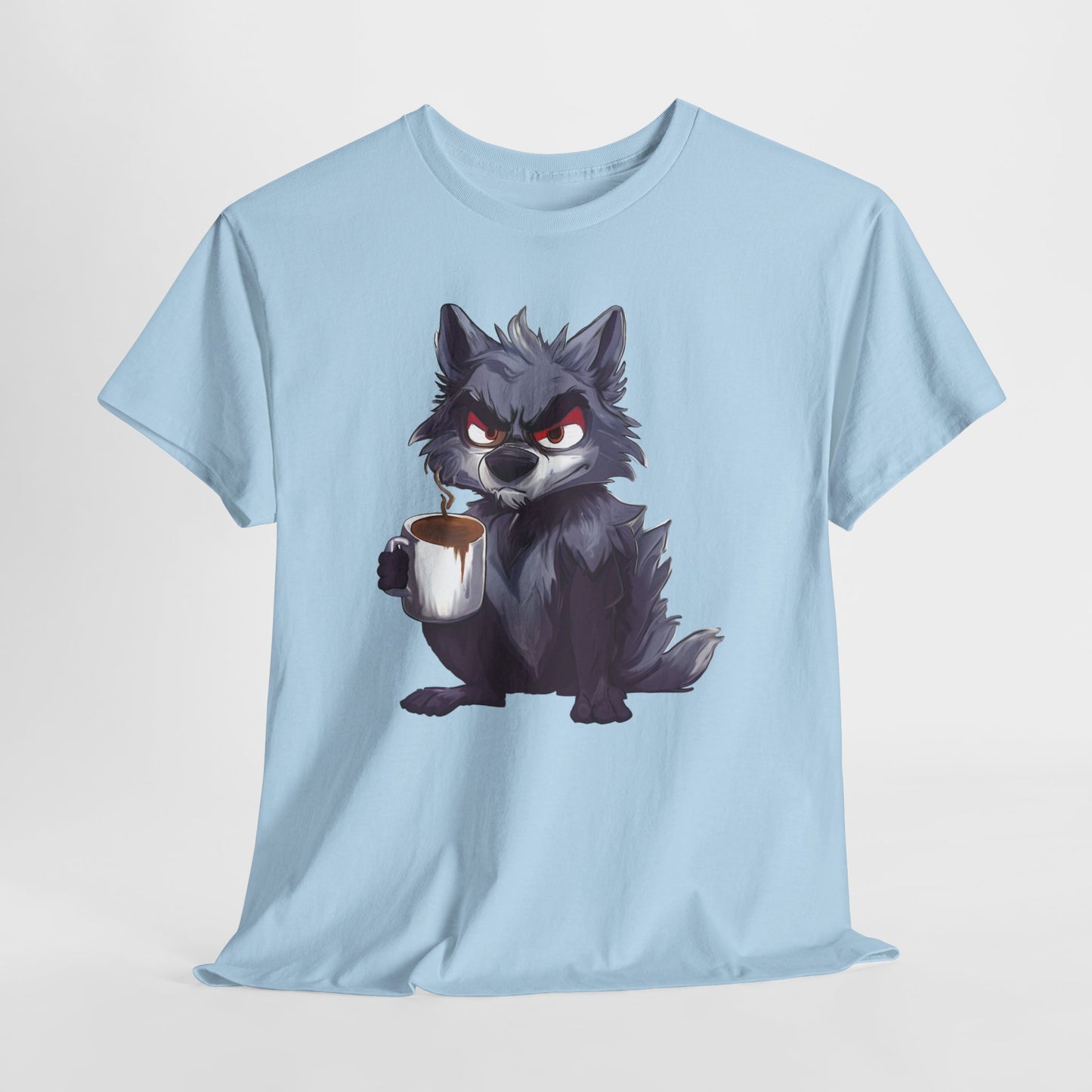 SCUFFY WOLF WITH COFFEE T-SHIRT