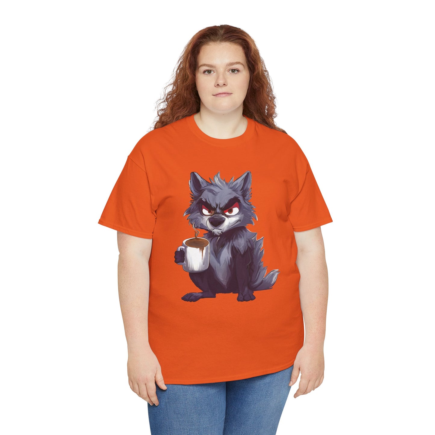 SCUFFY WOLF WITH COFFEE T-SHIRT