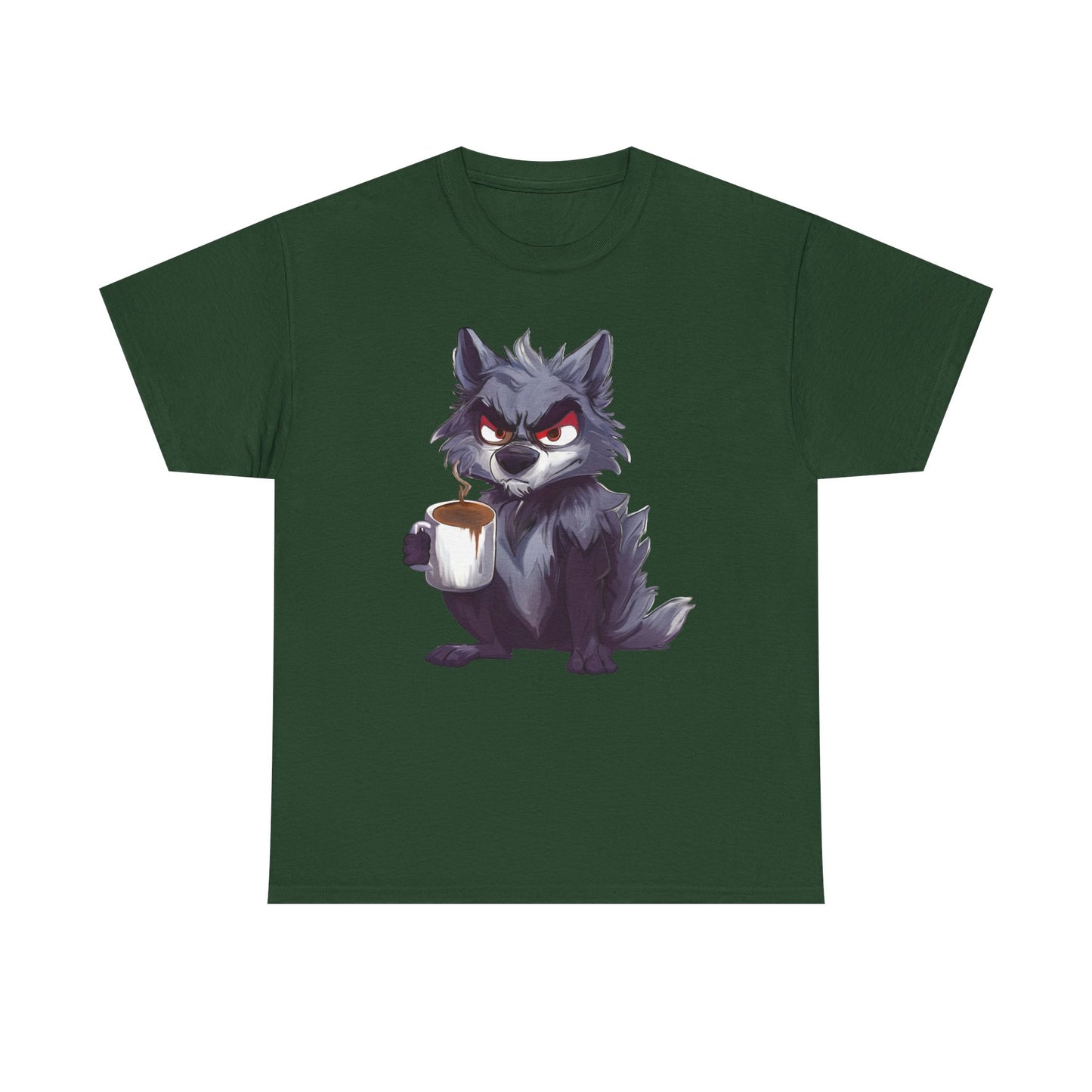 SCUFFY WOLF WITH COFFEE T-SHIRT