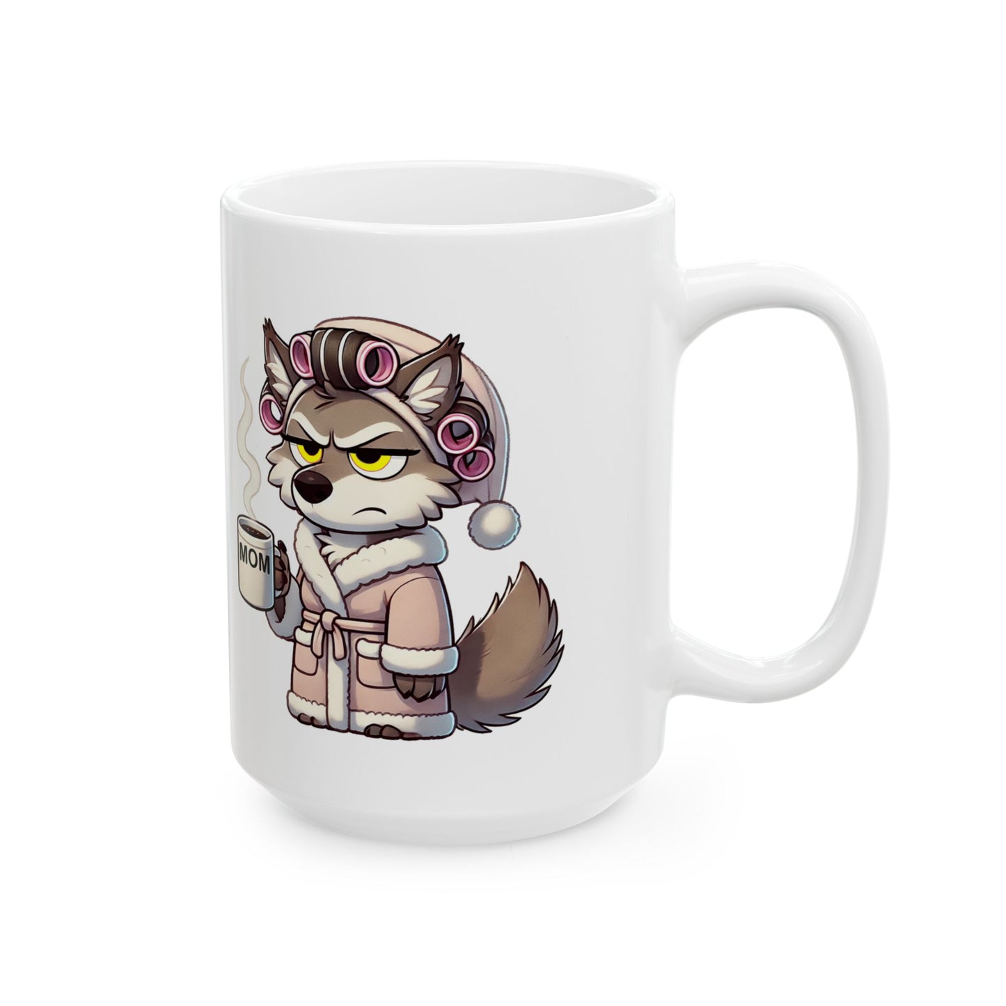 CURLERS AND COFFEE YELLOW EYES MOM CUP- MUG