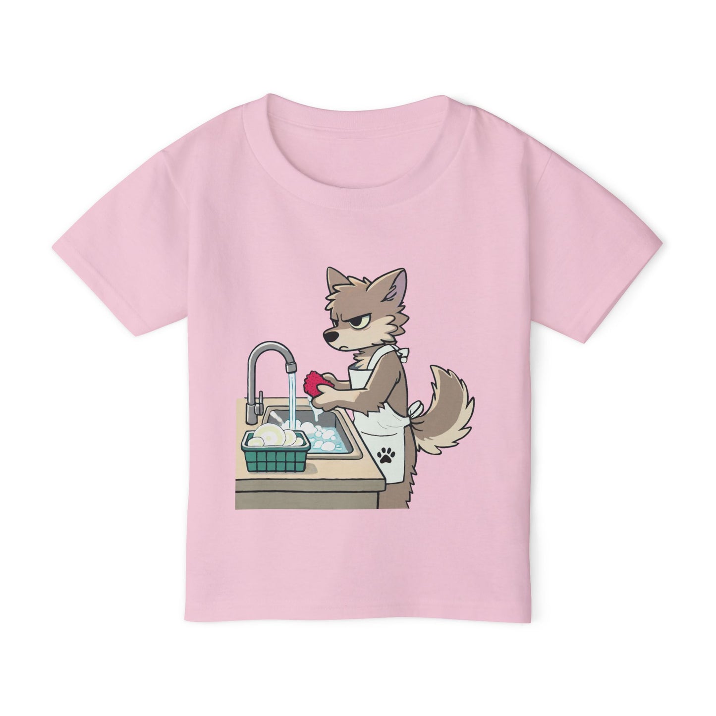 GRUMPY WOLF Washing Dishes - Toddler T-Shirt