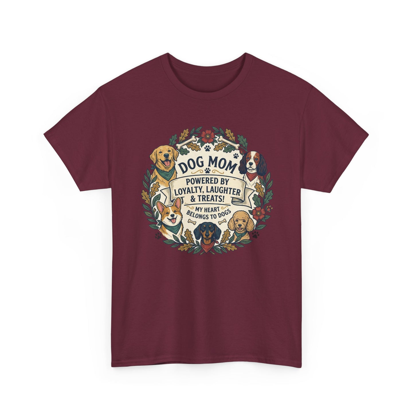 Dog Mom T-Shirt —  Floral Paw Print Tee