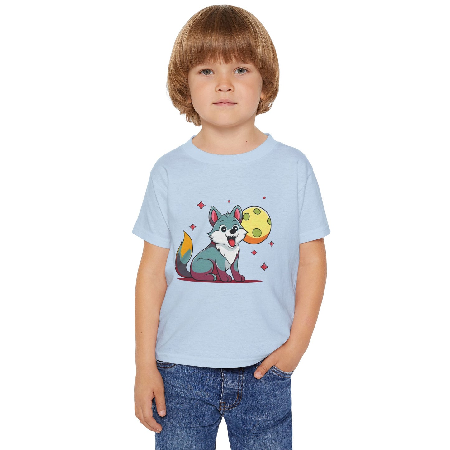 Wolf Pup with Moon and Stars