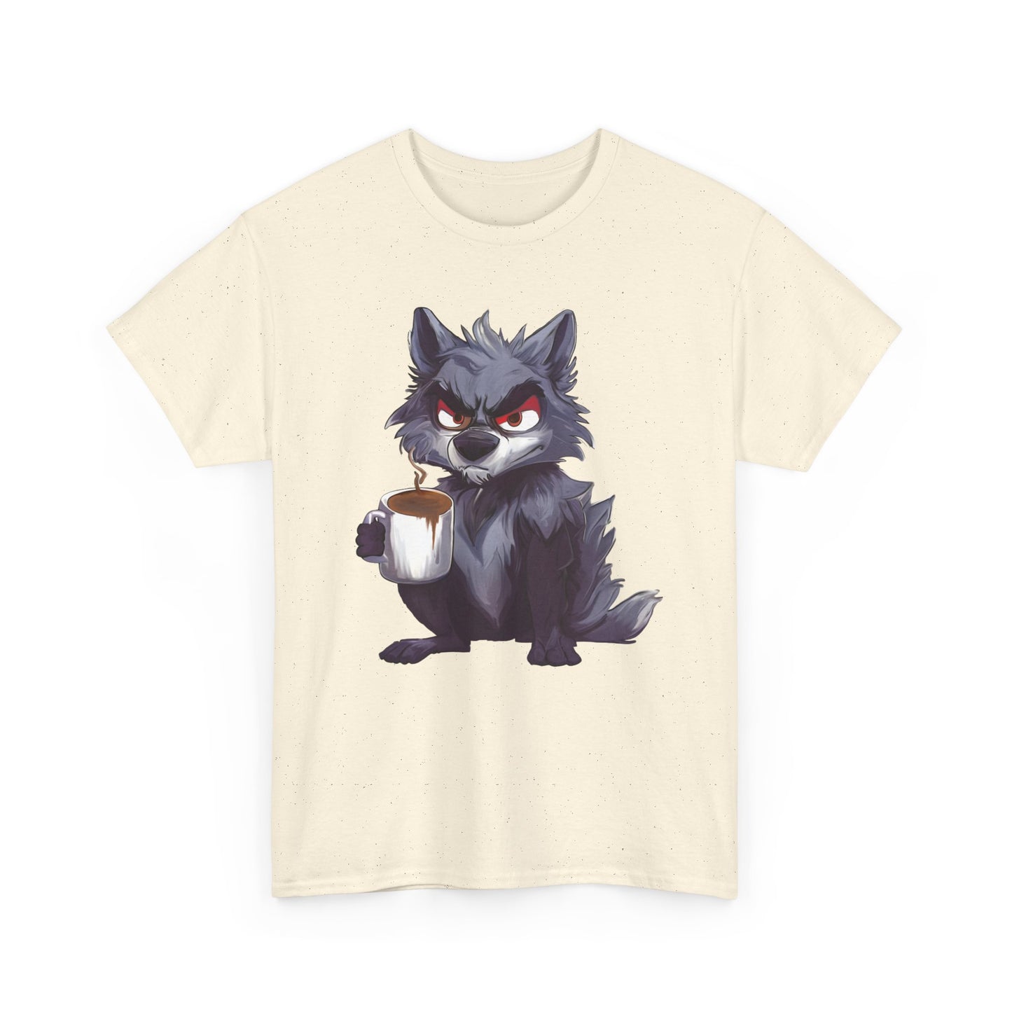SCUFFY WOLF WITH COFFEE T-SHIRT